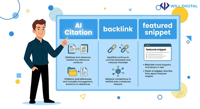 So sánh AI Citation với backlink và featured snippet