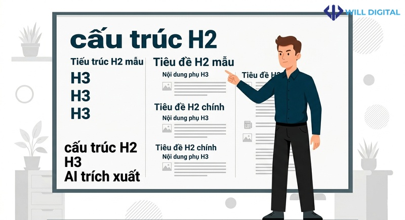 Nhân vật nam tối ưu cấu trúc H2, H3 để AI trích xuất