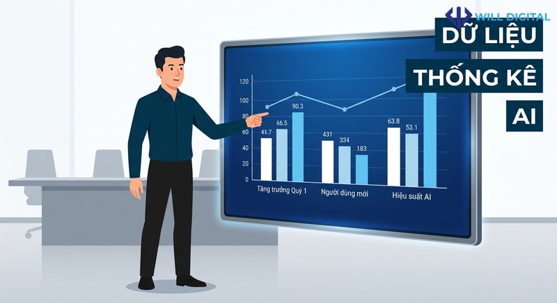 Nhân vật nam sử dụng dữ liệu và thống kê để thu hút AI