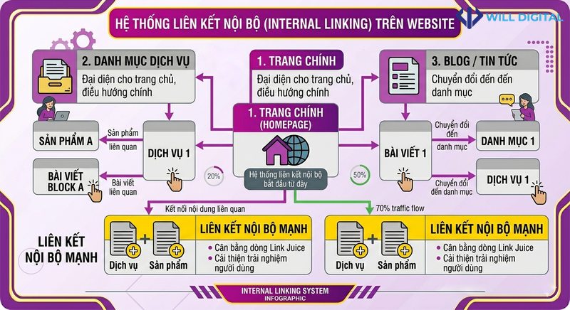 Sơ đồ hệ thống internal linking trong SEO Onpage
