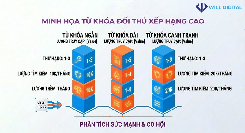 Biểu đồ phân tích từ khóa đối thủ trong audit SEO