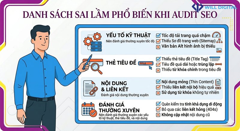 Hoạt họa các sai lầm phổ biến khi audit SEO