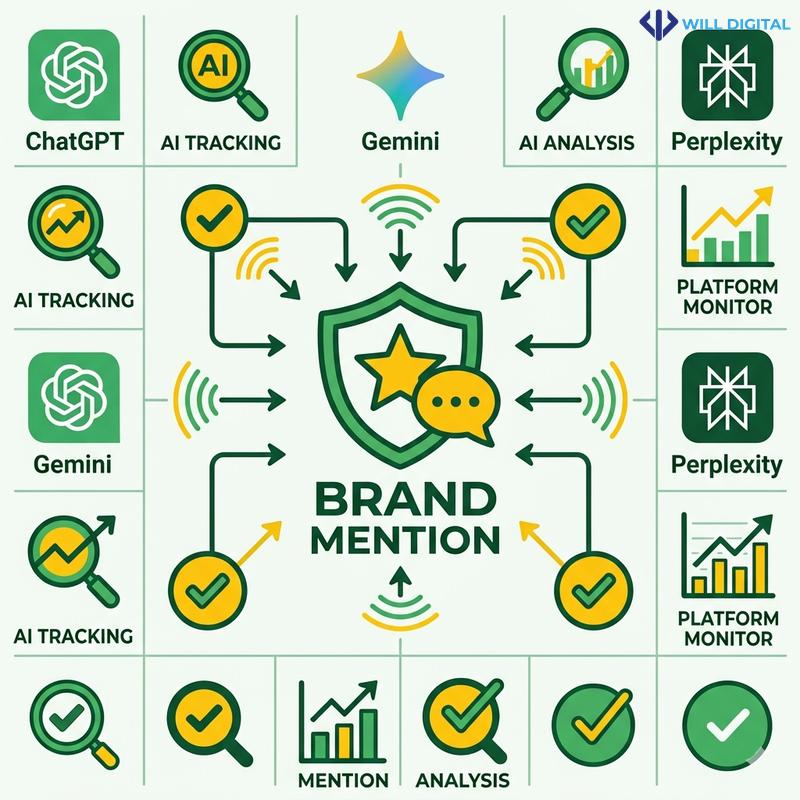 Icon vector theo dõi brand mention trên ChatGPT, Gemini, Perplexity