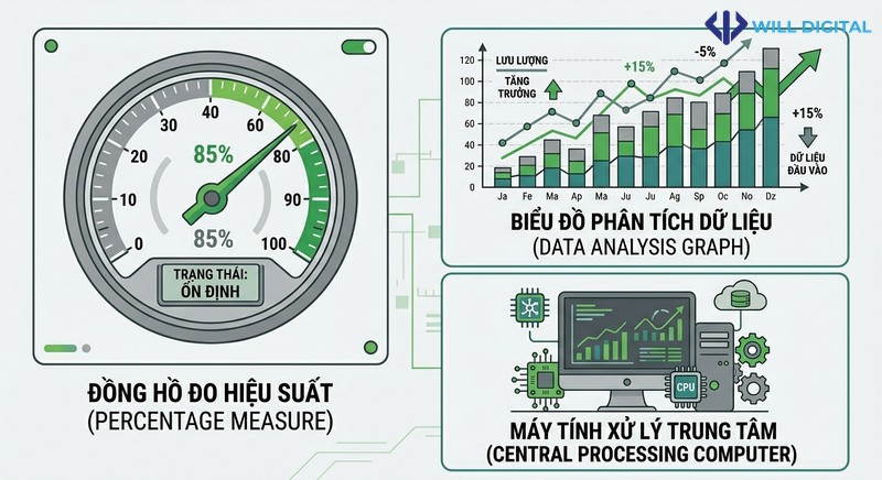 Icon hệ thống đo lường hiệu quả AI search cho doanh nghiệp
