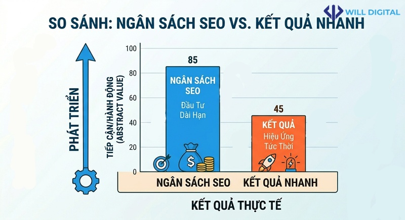 Biểu đồ so sánh ngân sách SEO và kết quả nhanh