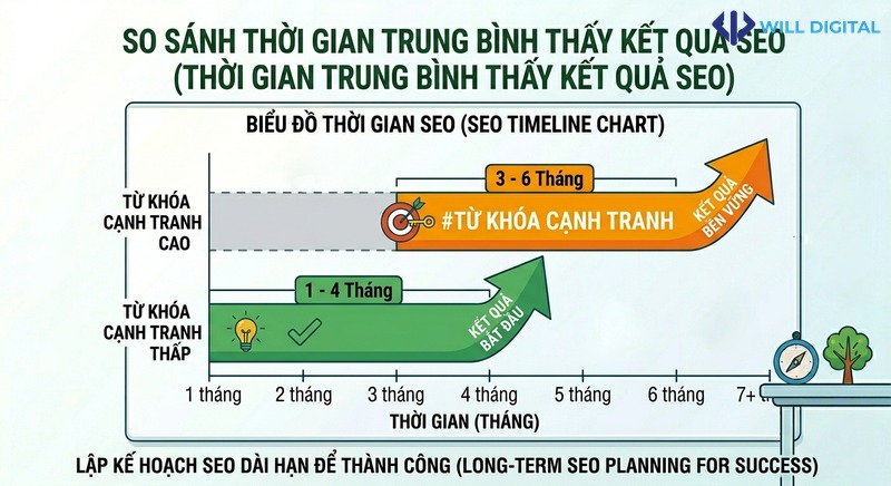 Infographic về thời gian SEO từ 3 đến 6 tháng