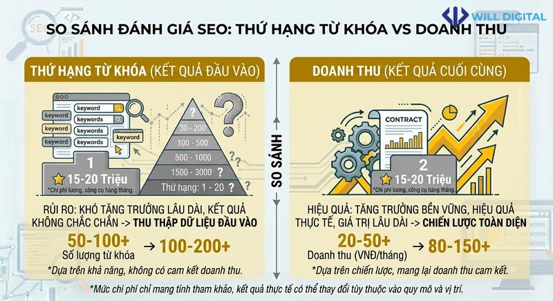 So sánh đánh giá SEO qua từ khóa và doanh thu