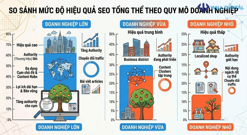 Infographic hiệu quả SEO tổng thể theo loại hình doanh nghiệp