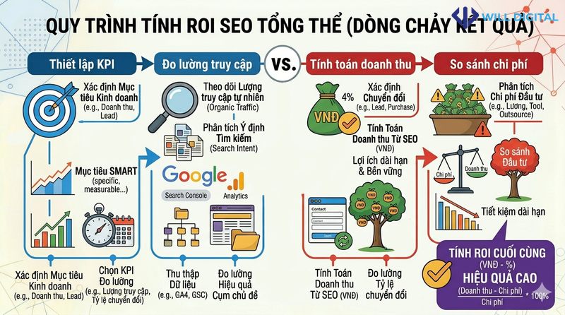 Sơ đồ quy trình tính ROI cho SEO tổng thể