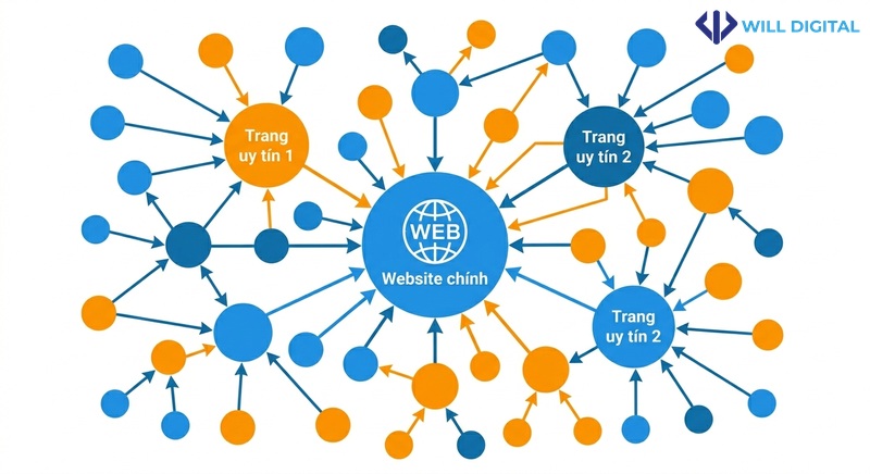 Sơ đồ hệ thống backlink và authority website