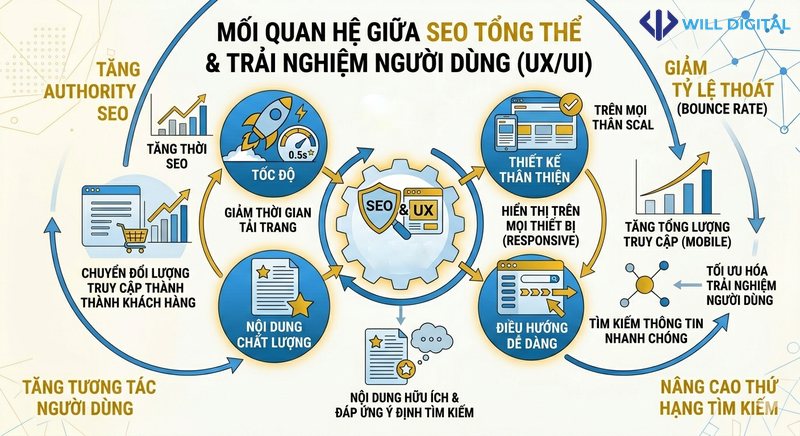Infographic về SEO tổng thể và trải nghiệm người dùng UX/UI