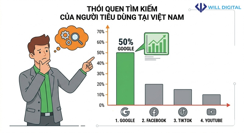 Biểu đồ SEO tổng thể cho website mới và hành vi tìm kiếm