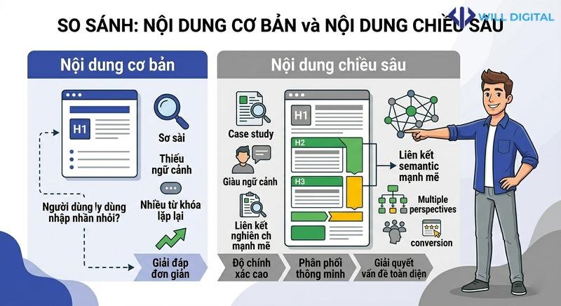 So sánh nội dung cơ bản và nội dung có chiều sâu