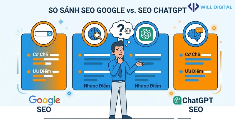 Infographic so sánh SEO Google và ChatGPT
