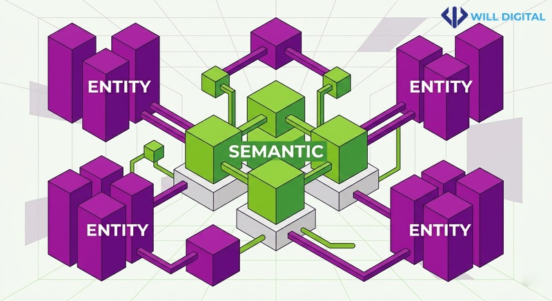 Infographic mạng lưới entity và semantic cho tối ưu SEO