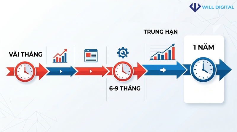 Infographic thời gian kết quả từ chiến lược GEO