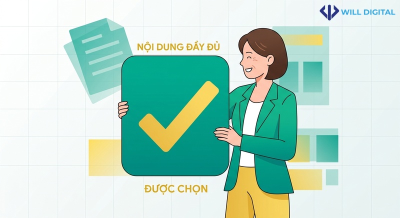 Hoạt họa nhân vật với bảng dấu kiểm chỉ nội dung được AI chọn